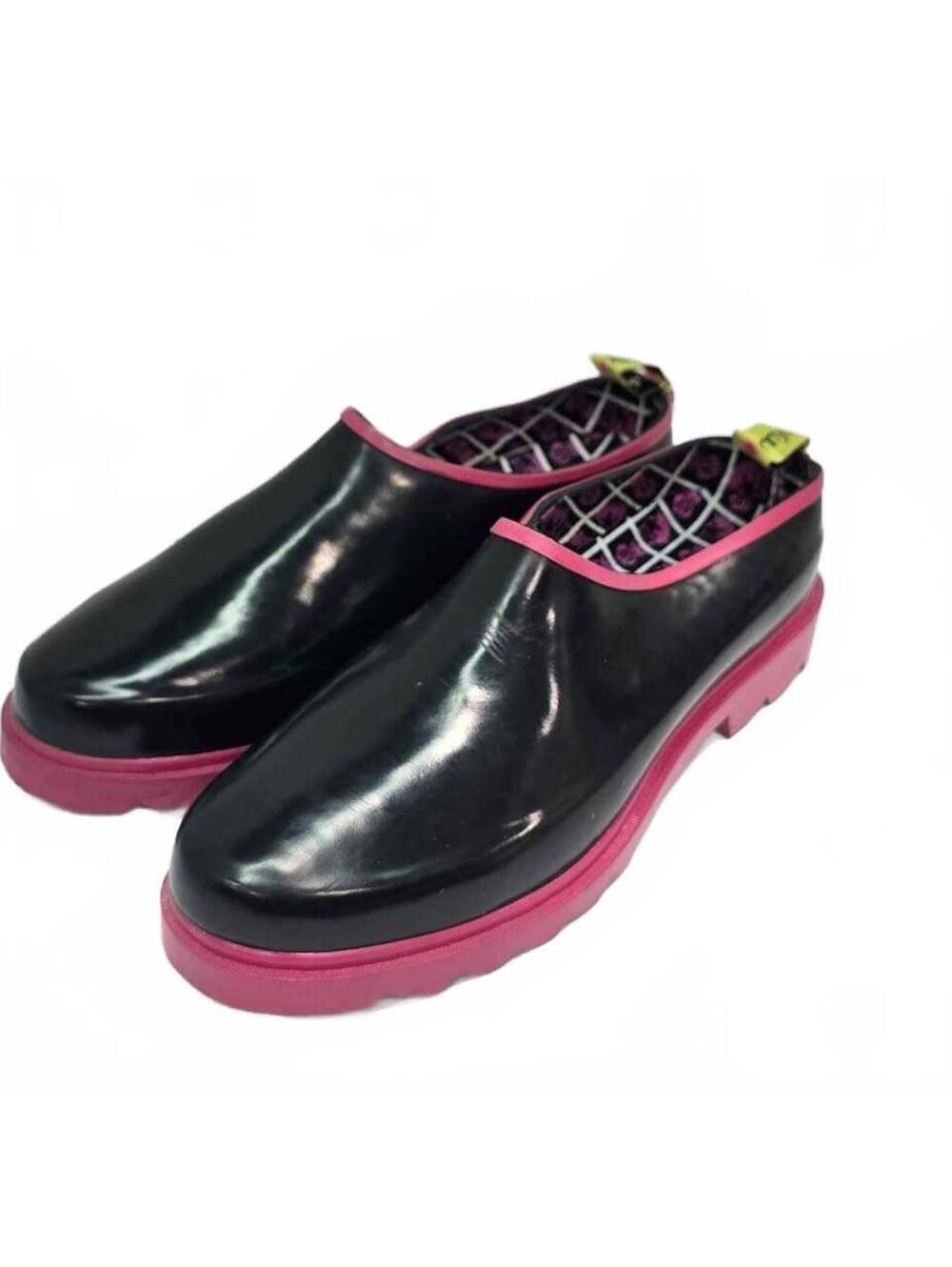 Kenny Shoes Black and Pink Slip-On Rain Shoes